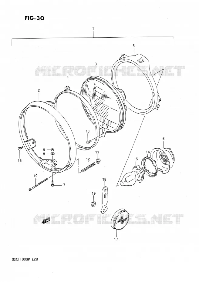 KOPLAMP Suzuki MOTO 1100 GSX-G 1993  GSX1100G P (E03,E28,E33)