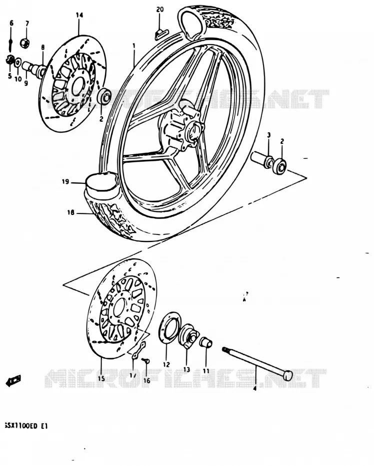 VOORWIEL (GSX1100ED/EXD/ESD) Suzuki MOTO 1100 GSX 1983  GSX1100E D/GSX1100EX D/GSX1100ES D
