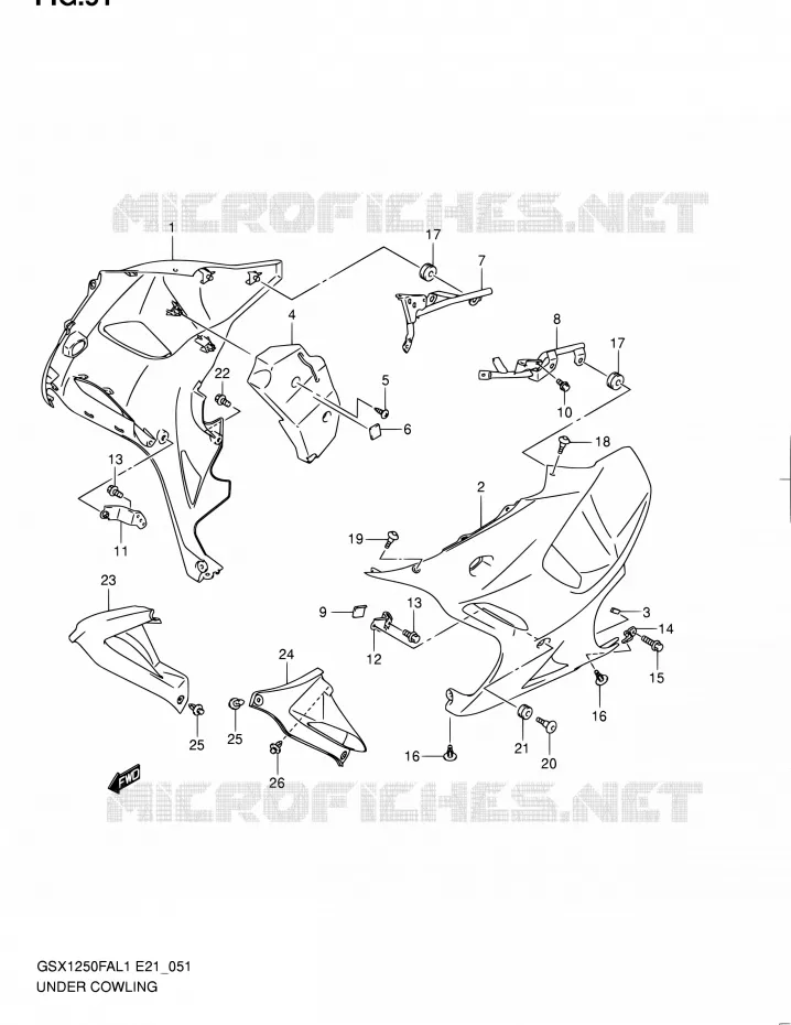 ONDERAANKLEDING Suzuki MOTO 1250 GSX-F 2011  GSX1250FAL1(E24)