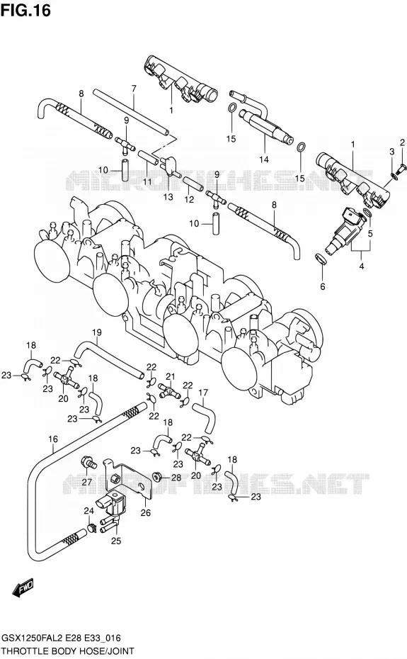 GASKLEPHUIS (GSX1250FAL2 E33) Suzuki MOTO 1250 GSX-F 2012  GSX1250FAL2(E03,E28,E33)