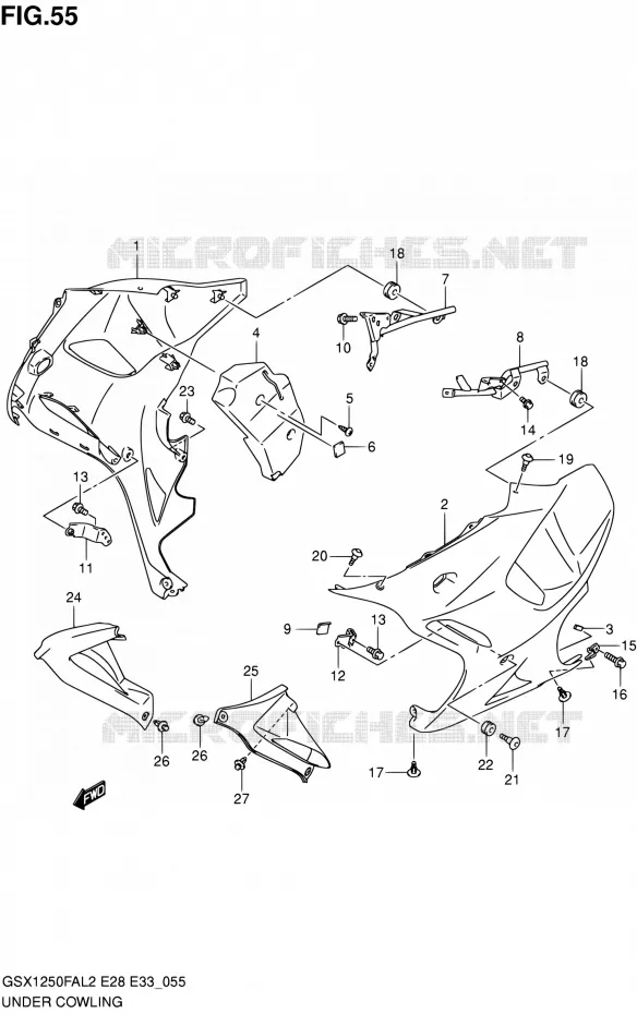 ONDERAANKLEDING (GSX1250FAL2 E28) Suzuki MOTO 1250 GSX-F 2012  GSX1250FAL2(E03,E28,E33)