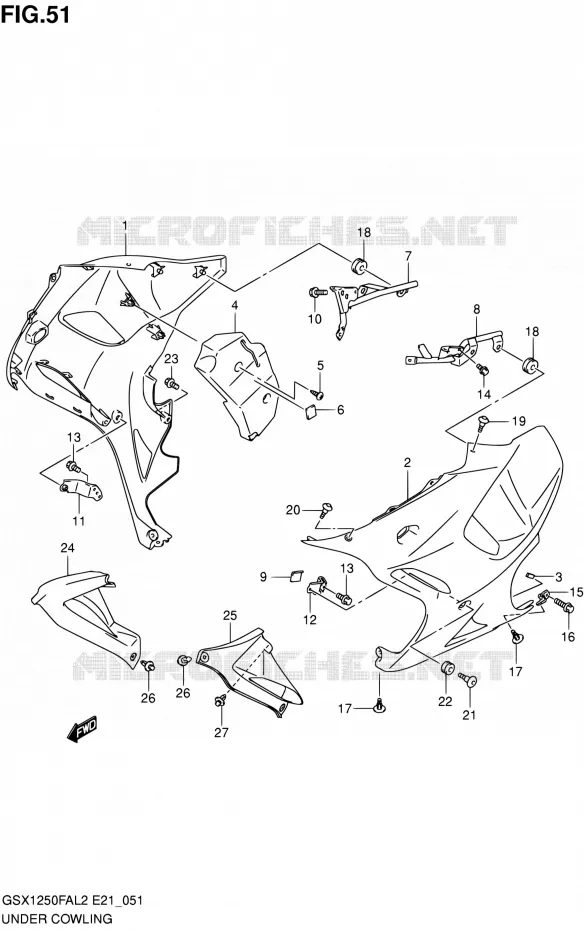 ONDERAANKLEDING Suzuki MOTO 1250 GSX-F 2015  GSX1250FAL2(E21)