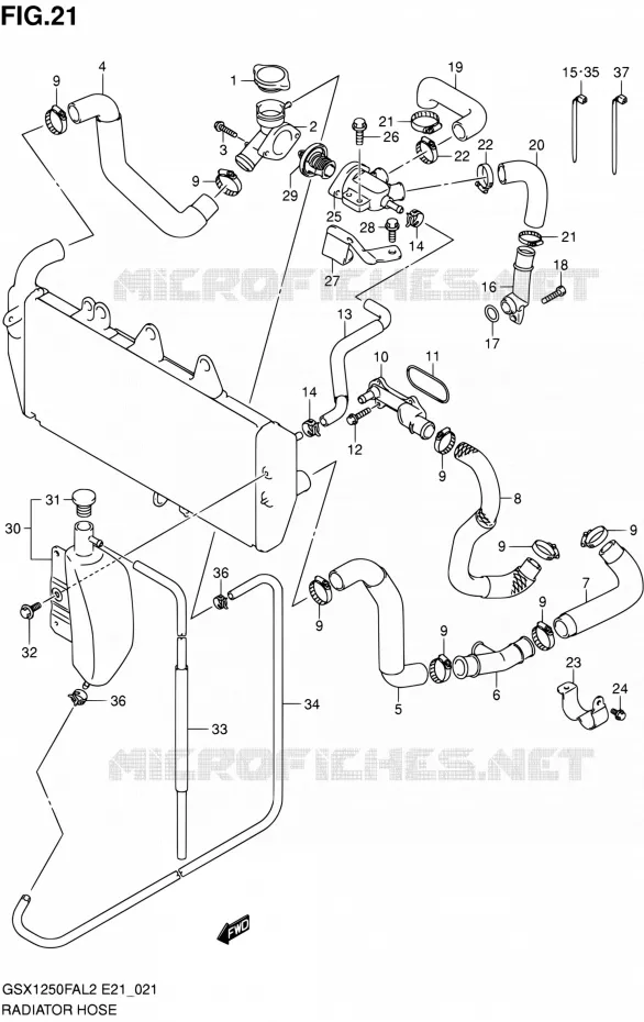 RADIATOR SLANG Suzuki MOTO 1250 GSX-F 2012  GSX1250FAL2(E21)