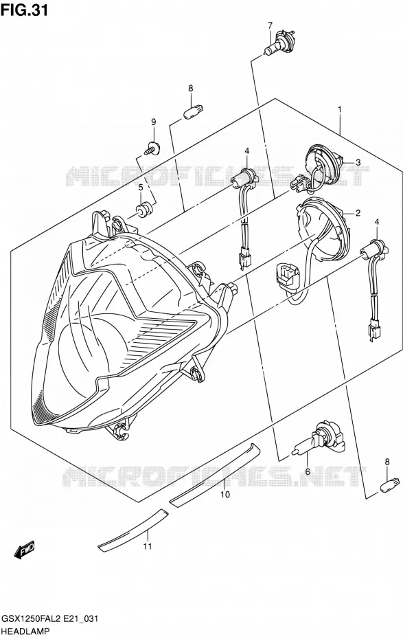 KOPLAMP (GSX1250FAL2 E21) Suzuki MOTO 1250 GSX-F 2012  GSX1250FAL2(E24)