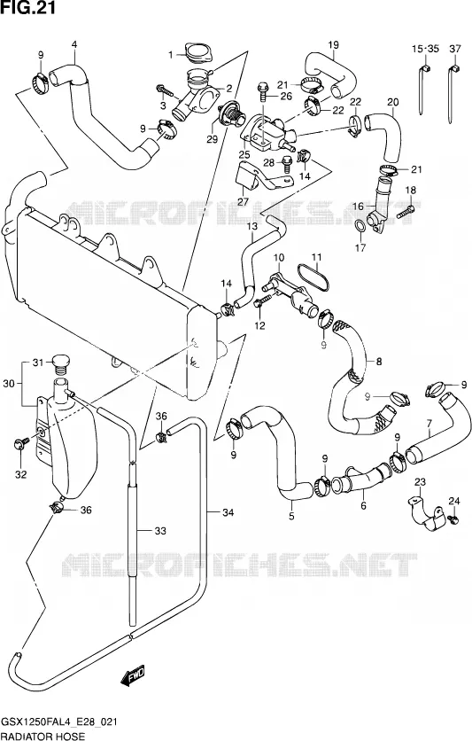 RADIATOR SLANG Suzuki MOTO 1250 GSX-F 2014  GSX1250FA L4 (E03,E28,E33)