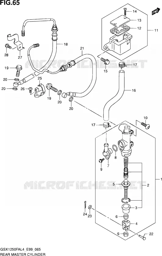 ACHTER HOOFDREMCILINDER Suzuki MOTO 1250 GSX-F 2014  GSX1250FA L4 (E99)
