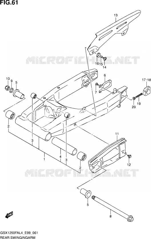 SWINGARM Suzuki MOTO 1250 GSX-F 2014  GSX1250FA L4 (E99)