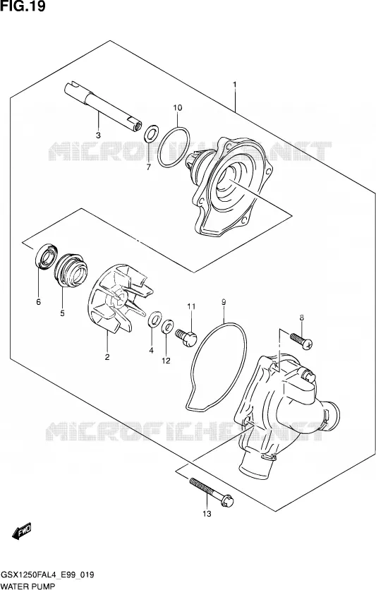 WATERPOMP Suzuki MOTO 1250 GSX-F 2014  GSX1250FA L4 (E99)