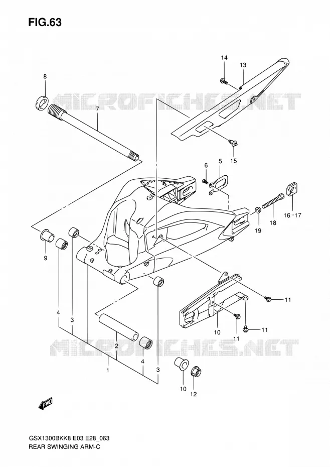 SWINGARM Suzuki MOTO 1300 B-KING 2008  GSX1300BK K8 (E03,E28,E33)