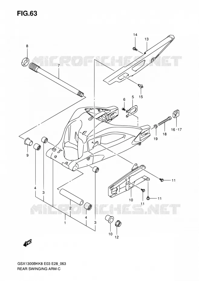 SWINGARM Suzuki MOTO 1300 B-KING 2009  GSX1300BK K9 (E03,E28,E33)
