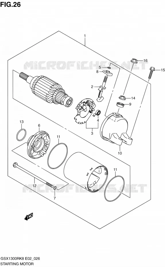 STARTMOTOR (MODEL K8/K9 E02/E19/E24/P37) Suzuki MOTO 1300 HAYABUSA 2009  GSX1300RK9(E19)