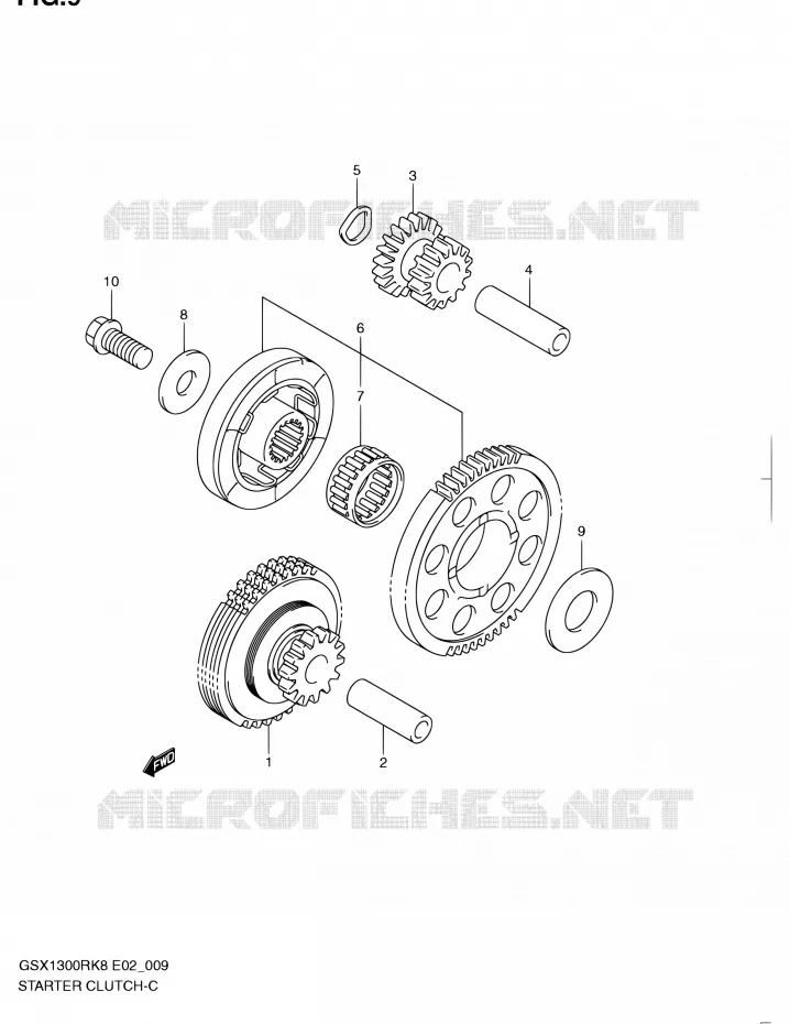 STARTMOTOR CLUTCH Suzuki MOTO 1300 HAYABUSA 2009  GSX1300RK9(E51)