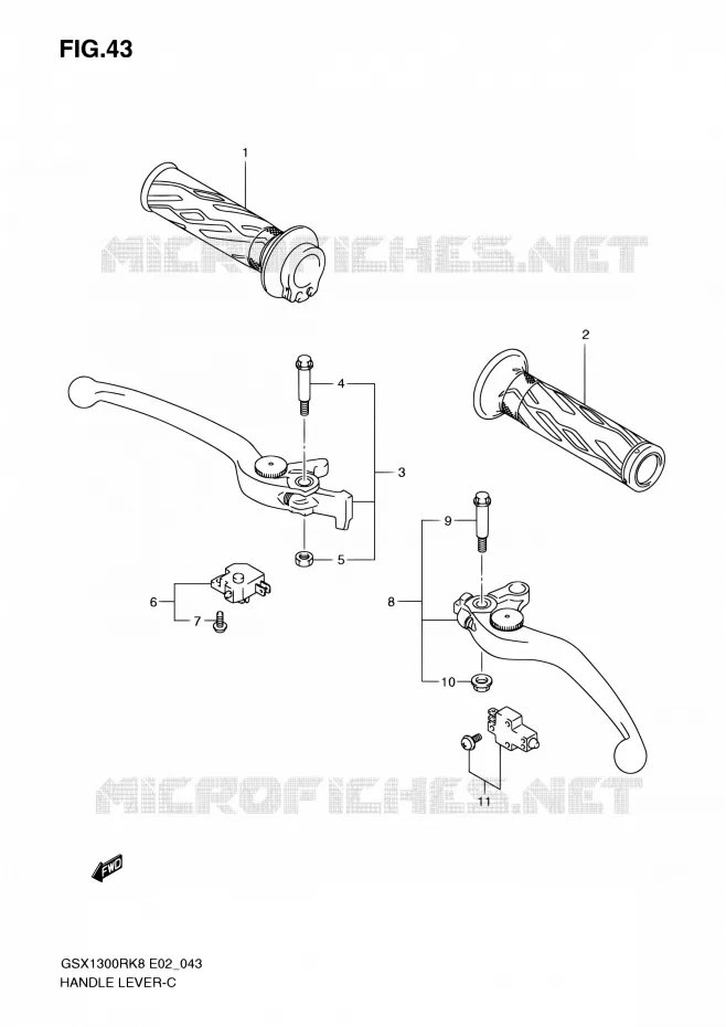 HANDGRIPS - LEVERS Suzuki MOTO 1300 HAYABUSA 2010  GSX1300RL0(E14)