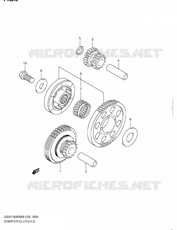 STARTMOTOR CLUTCH Suzuki MOTO 1300 HAYABUSA 2010  GSX1300RL0(E14)