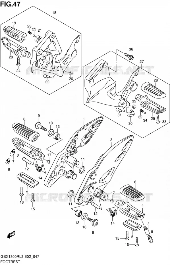 FOOTREST Suzuki MOTO 1300 HAYABUSA 2012  GSX1300RL2(E19)