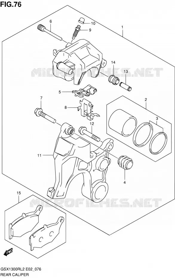 REAR CALIPER Suzuki MOTO 1300 HAYABUSA 2012  GSX1300RL2(E24)