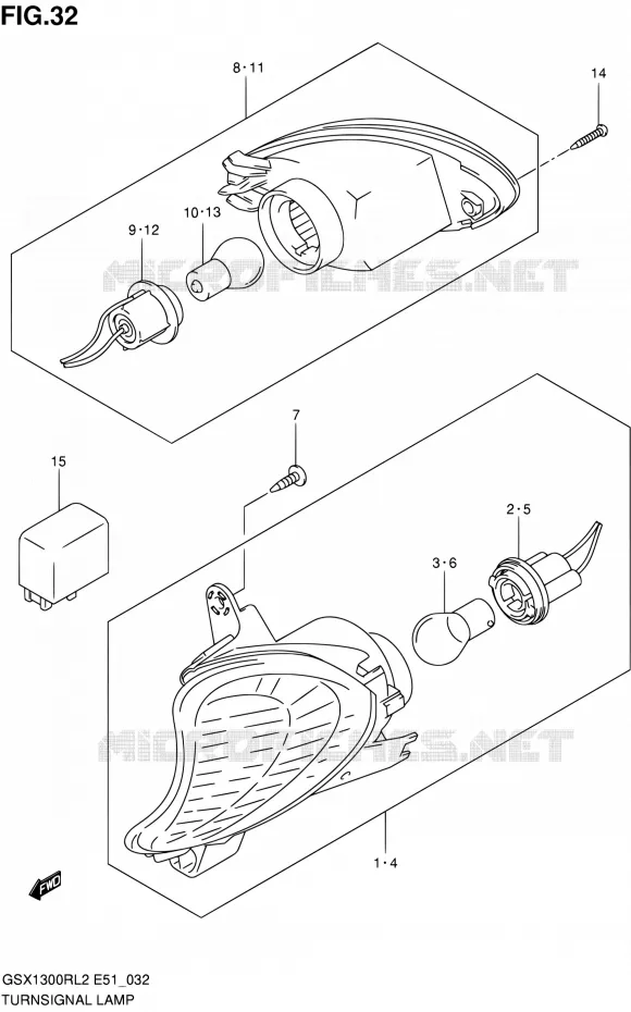 INDICATOREN Suzuki MOTO 1300 HAYABUSA 2012  GSX1300RL2(E51)
