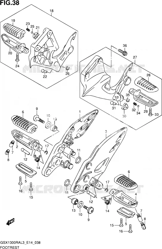 FOOTREST Suzuki MOTO 1300 HAYABUSA 2013  GSX1300RA L3 (E14)