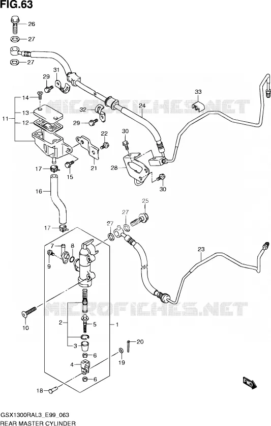 ACHTER HOOFDREMCILINDER Suzuki MOTO 1300 HAYABUSA 2013  GSX1300RA L3 (E99)