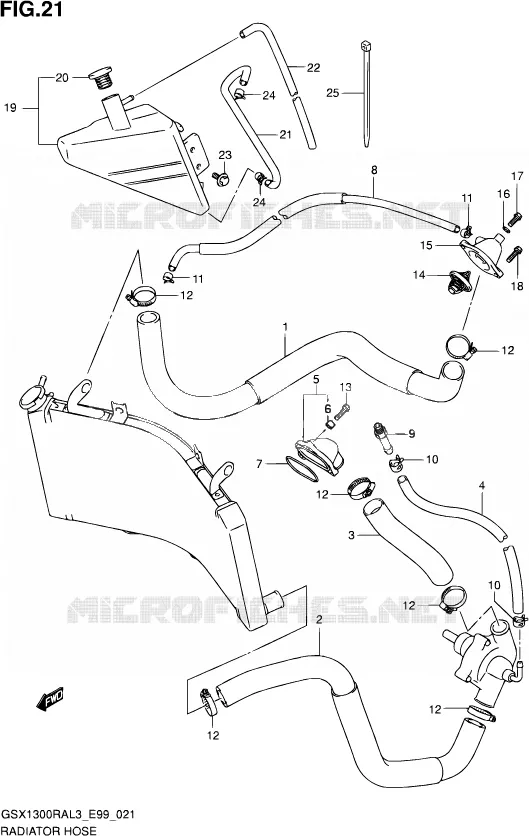 RADIATOR SLANG Suzuki MOTO 1300 HAYABUSA 2013  GSX1300RA L3 (E99)