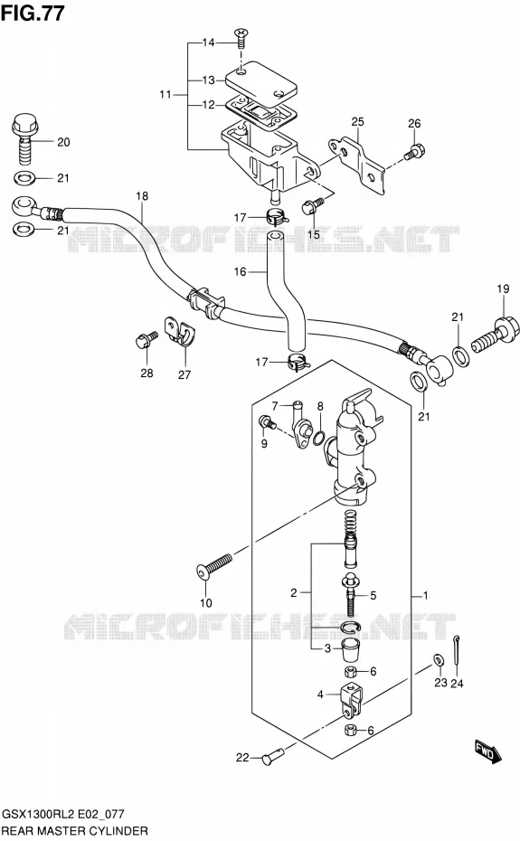 ACHTER HOOFDREMCILINDER Suzuki MOTO 1300 HAYABUSA 2012  GSX1300RUFL2(E19)