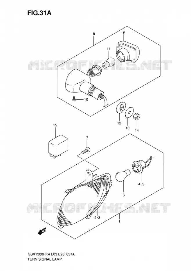 INDICATOREN (MODEL K5/K6/K7) Suzuki MOTO 1300 HAYABUSA 2004  GSX1300RZ K7 (E03,E28,E33)