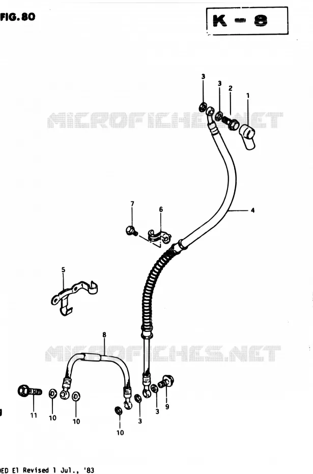 FRONT REMSLANG Suzuki MOTO 250 GSX 1982  GSX250 Z/GSX250E Z/GSX250S Z/GSX250ES Z