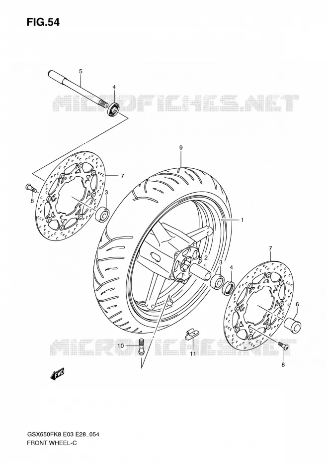 VOORWIEL (GSX650FK8/K9/L0) Suzuki MOTO 650 GSX-F 2008  GSX650F K8 (E03,E28,E33)
