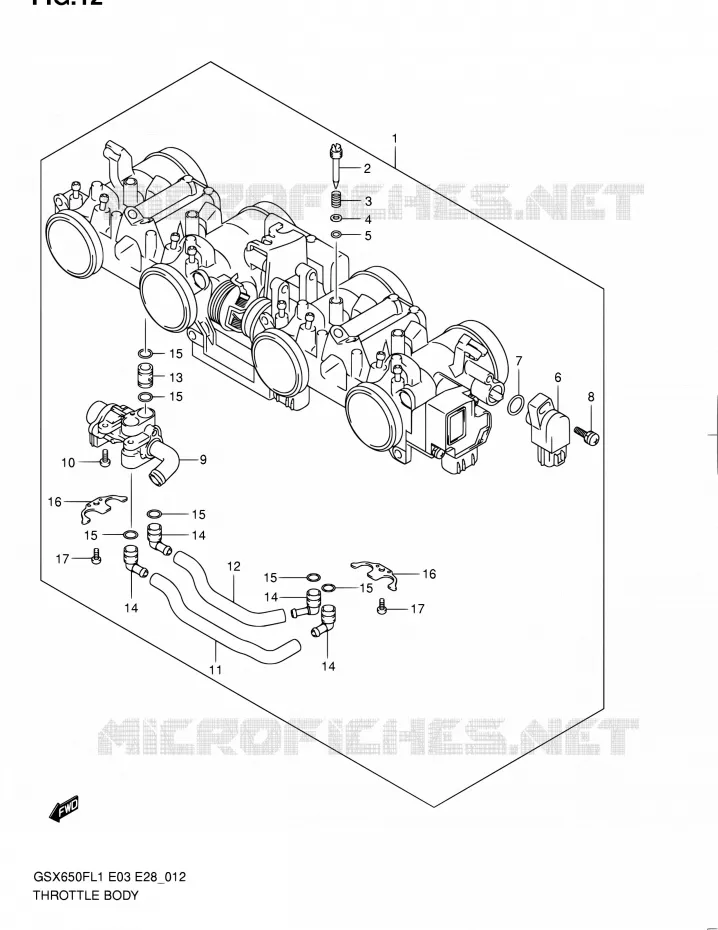 GASKLEPHUIS (GSX650FL1 E03) Suzuki MOTO 650 GSX-F 2011  GSX650F L1 (E03,E28,E33)