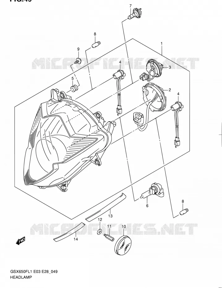 KOPLAMP Suzuki MOTO 650 GSX-F 2011  GSX650F L1 (E03,E28,E33)