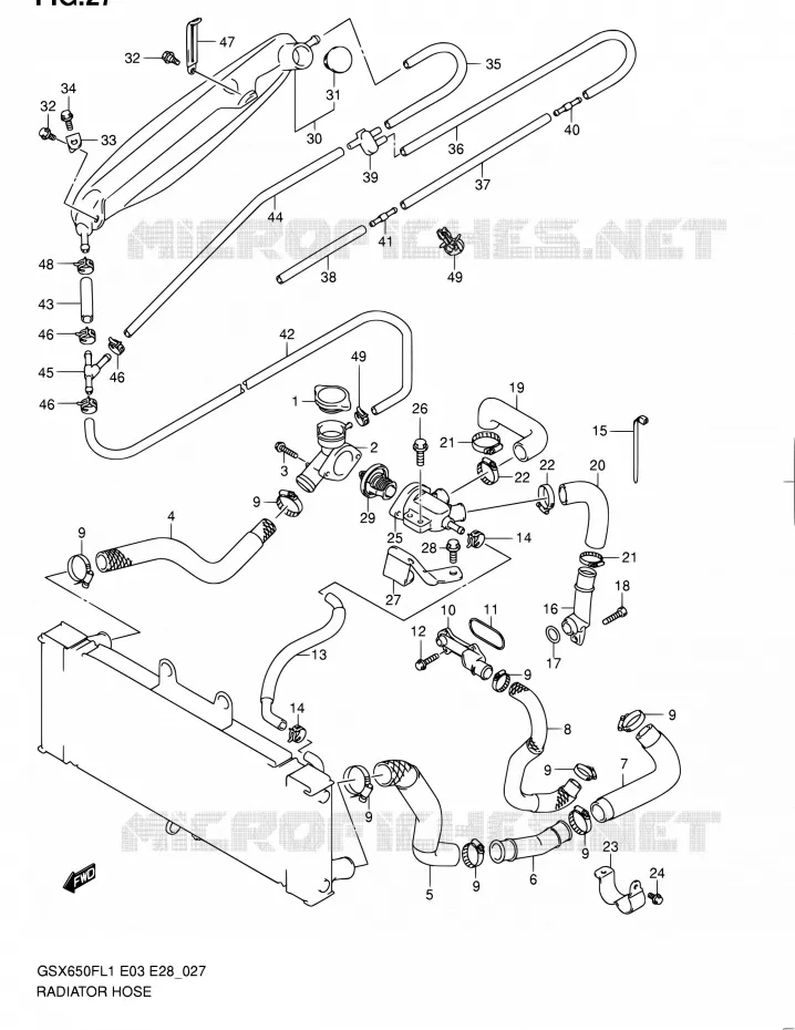 RADIATOR SLANG Suzuki MOTO 650 GSX-F 2011  GSX650F L1 (E03,E28,E33)
