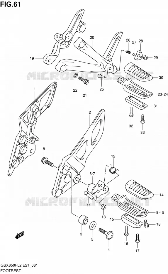 FOOTREST Suzuki MOTO 650 GSX-F 2012  GSX650FL2(E21)