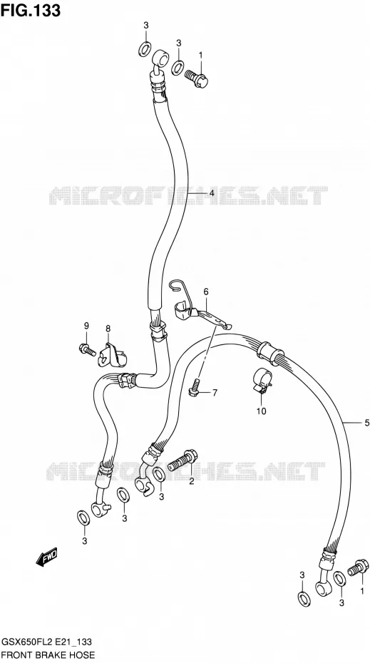 FRONT REMSLANG (GSX650FUL2 E21) Suzuki MOTO 650 GSX-F 2012  GSX650FL2(E21)
