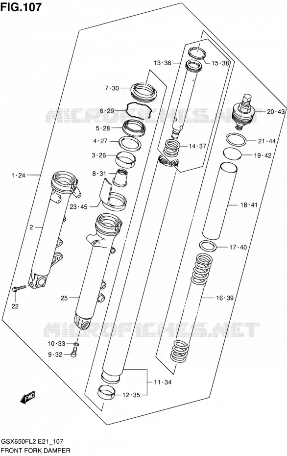 VOORVORK (GSX650FUL2 E21) Suzuki MOTO 650 GSX-F 2012  GSX650FL2(E21)