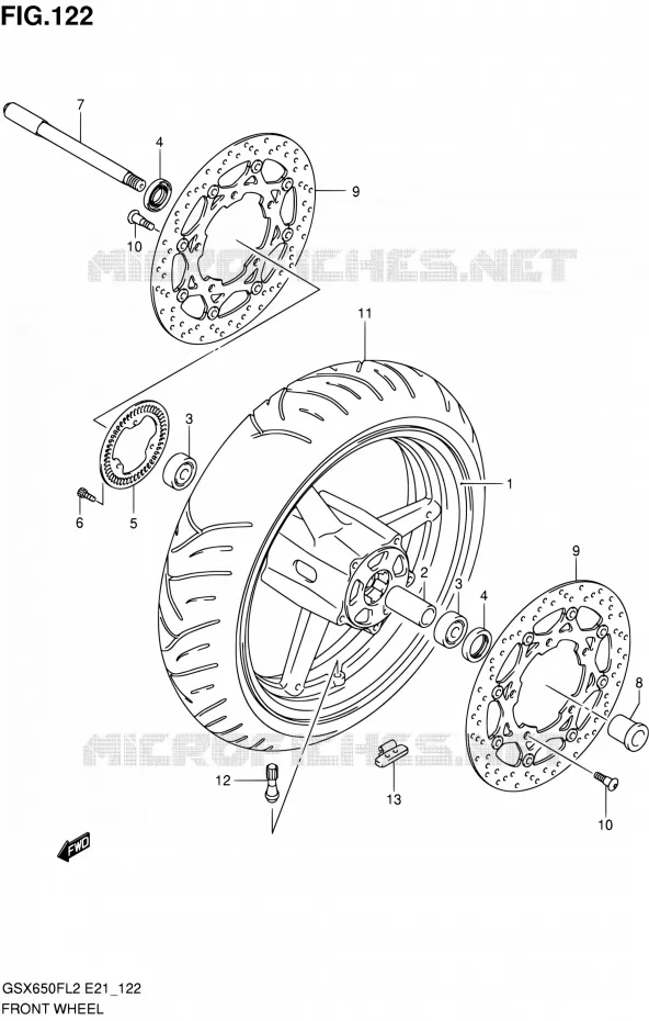 VOORWIEL (GSX650FUAL2 E21) Suzuki MOTO 650 GSX-F 2012  GSX650FL2(E21)