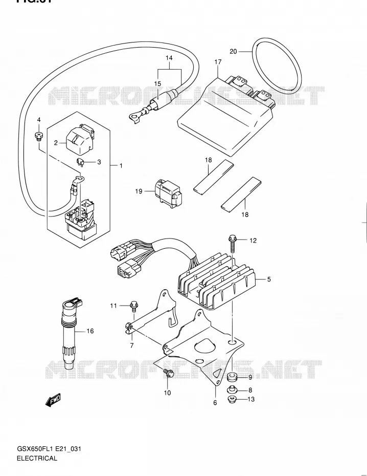 ELEKTRISCH (GSX650FUAL1 E21) Suzuki MOTO 650 GSX-F 2011  GSX650FL1(E24)