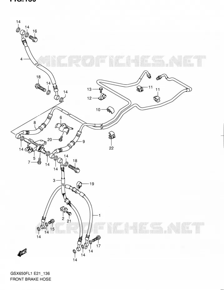 FRONT REMSLANG (GSX650FUAL1 E21) Suzuki MOTO 650 GSX-F 2011  GSX650FL1(E24)