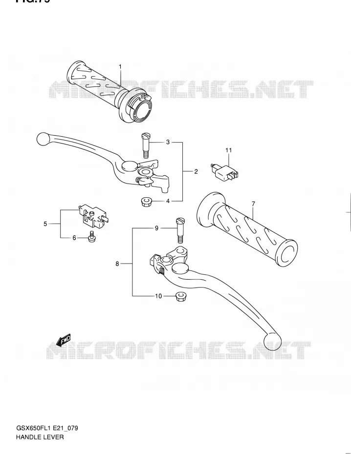 HANDGRIPS - LEVERS (GSX650FUL1 E21) Suzuki MOTO 650 GSX-F 2011  GSX650FL1(E24)
