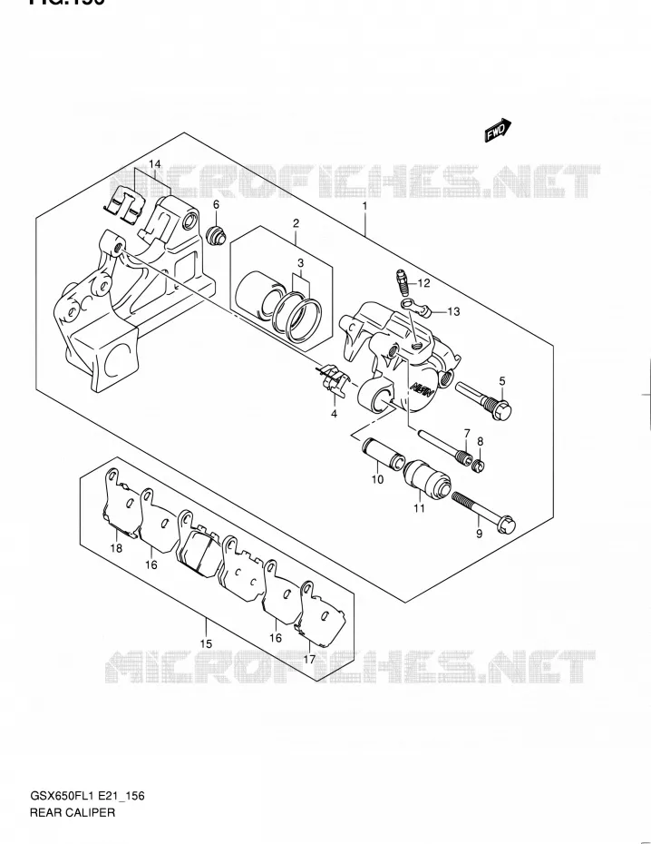 REAR CALIPER (GSX650FAL1 E21) Suzuki MOTO 650 GSX-F 2011  GSX650FL1(E24)