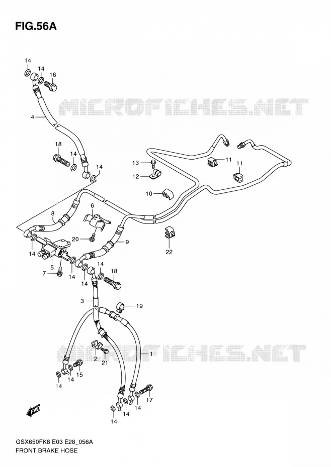 FRONT REMSLANG (GSX650FAK9/FAL0) Suzuki MOTO 650 GSX-F 2009  GSX650FA K9 (E03,E28,E33)