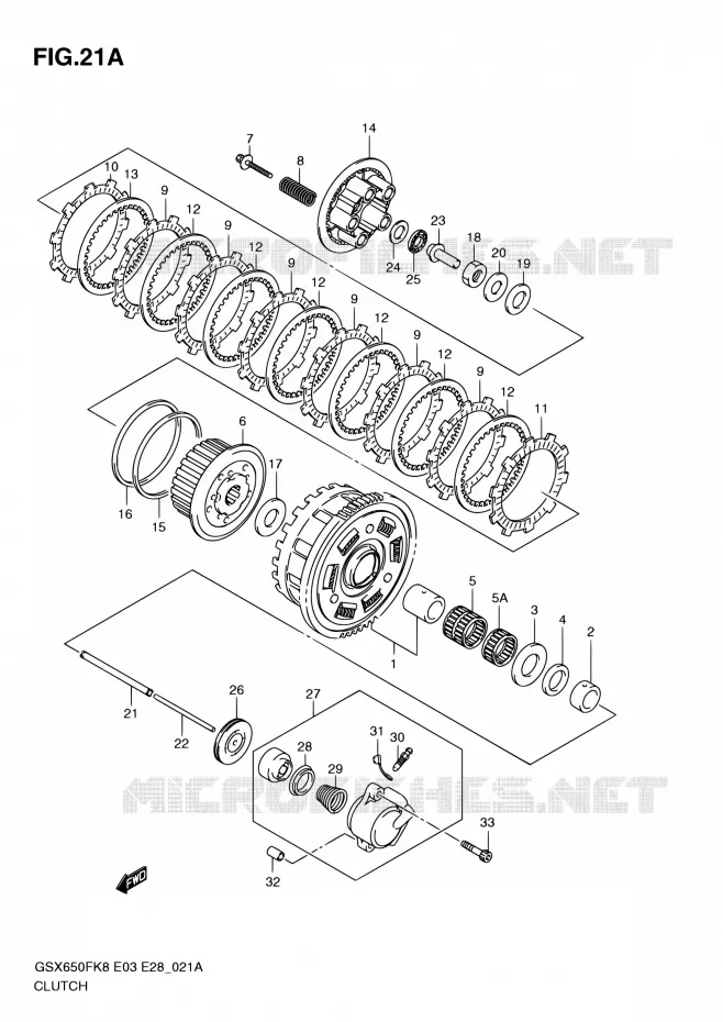 KOPPELING (MODEL K9/L0) Suzuki MOTO 650 GSX-F 2009  GSX650FA K9 (E03,E28,E33)