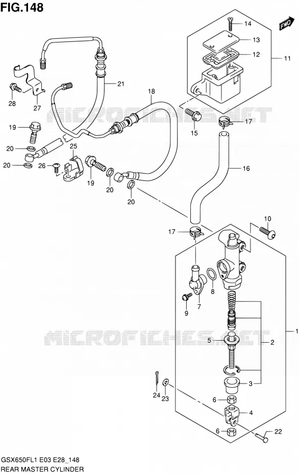 ACHTER HOOFDREMCILINDER (GSX650FAL1 E28) Suzuki MOTO 650 GSX-F 2011  GSX650FA L1 (E03,E28,E33)