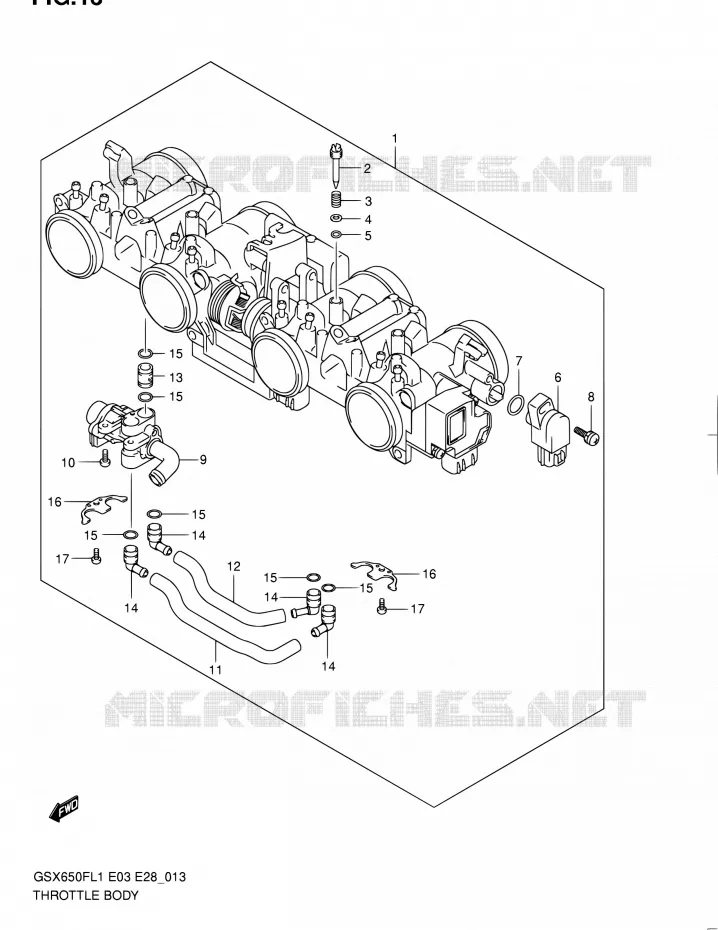GASKLEPHUIS (GSX650FL1 E28) Suzuki MOTO 650 GSX-F 2011  GSX650FA L1 (E03,E28,E33)