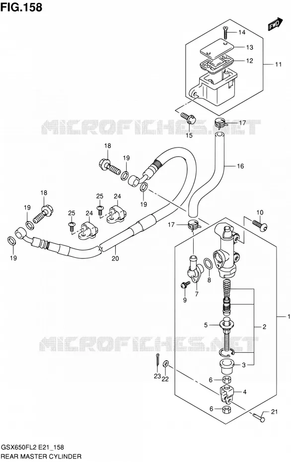 ACHTER HOOFDREMCILINDER (GSX650FL2 E21) Suzuki MOTO 650 GSX-F 2014  GSX650FAL2(E21)