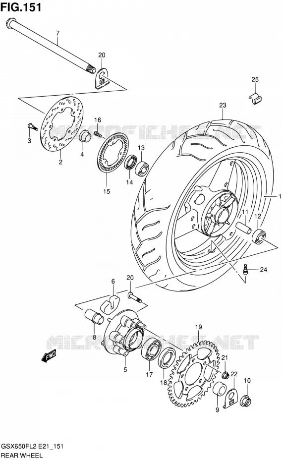 ACHTERWIEL (GSX650FUAL2 E21) Suzuki MOTO 650 GSX-F 2015  GSX650FAL2(E21)