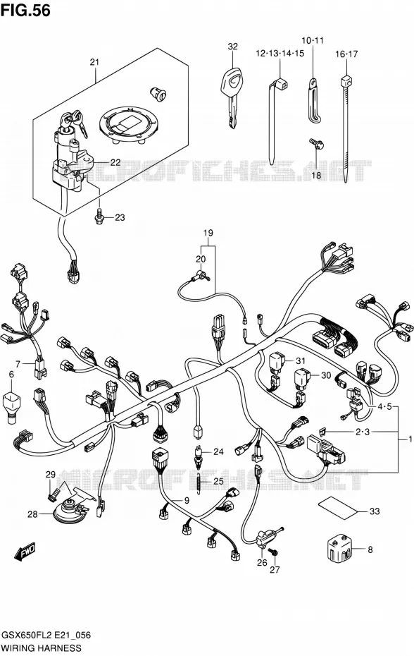 BEDRADING (GSX650FAL2 E21) Suzuki MOTO 650 GSX-F 2016  GSX650FAL2(E21)