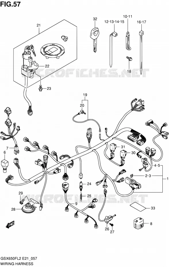 BEDRADING (GSX650FUAL2 E21) Suzuki MOTO 650 GSX-F 2015  GSX650FAL2(E21)