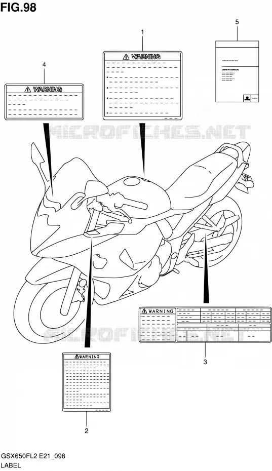 ETIKET (GSX650FL2 E24) Suzuki MOTO 650 GSX-F 2015  GSX650FAL2(E21)