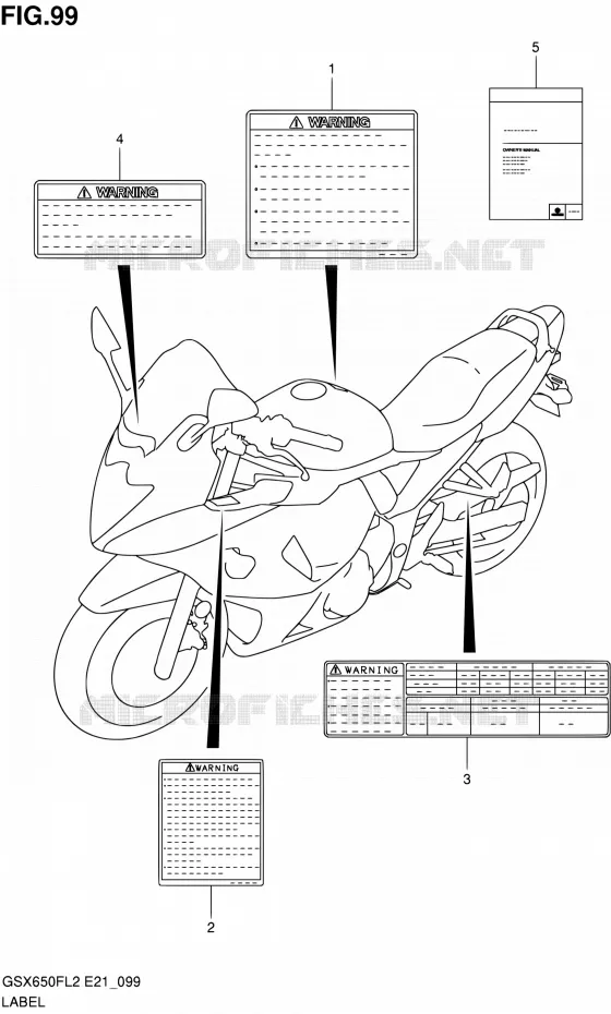 ETIKET (GSX650FUL2 E21) Suzuki MOTO 650 GSX-F 2012  GSX650FAL2(E21)