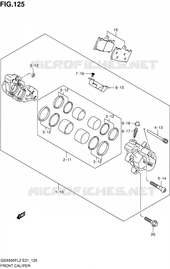 FRONT CALIPER (GSX650FL2 E21) Suzuki MOTO 650 GSX-F 2016  GSX650FAL2(E21)